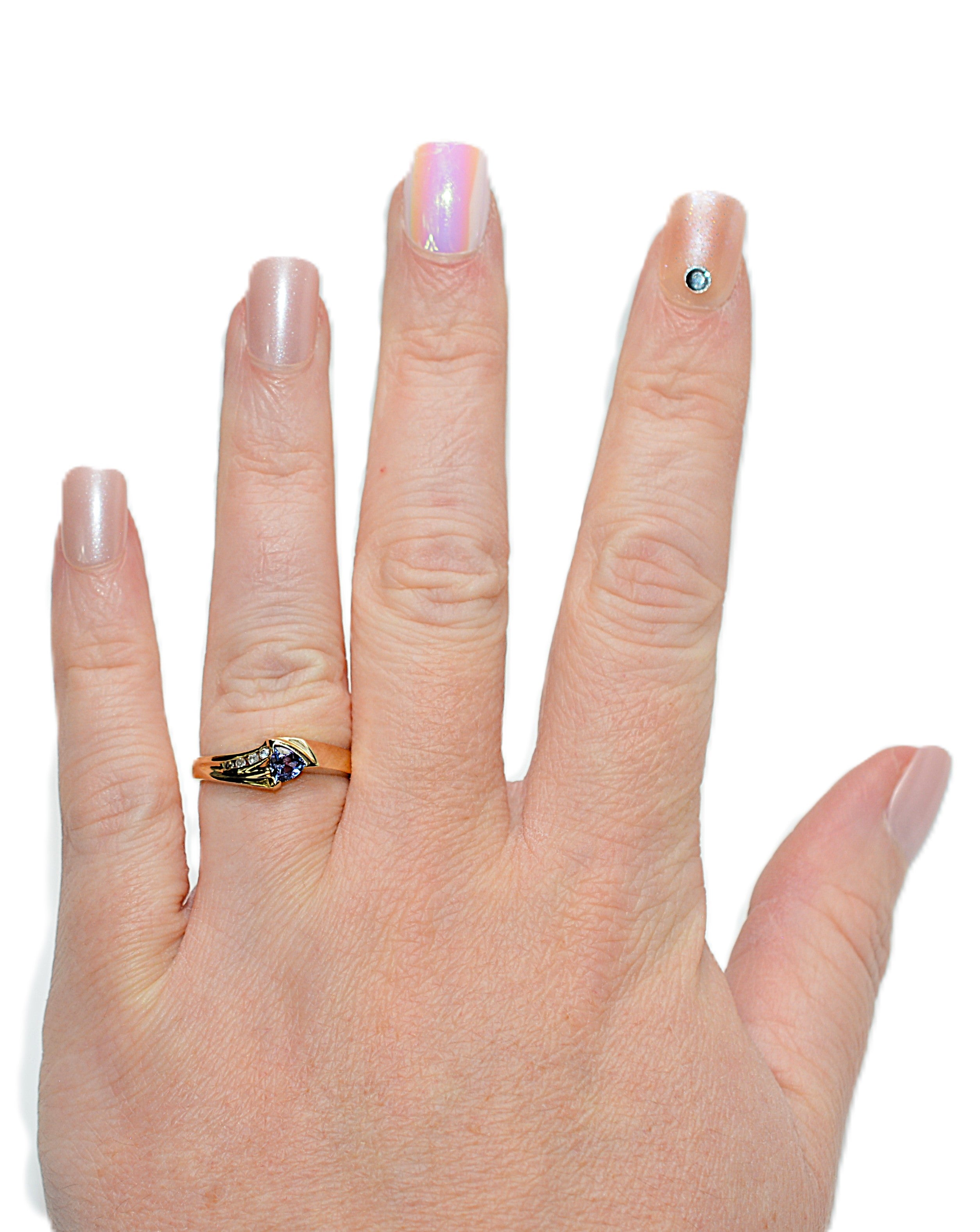 Natural Tanzanite & Diamond Ring 10K Solid Gold .33tcw Gemstone Ring Birthstone Ring Statement Ring Cocktail Ring Tanzanite Ring Estate