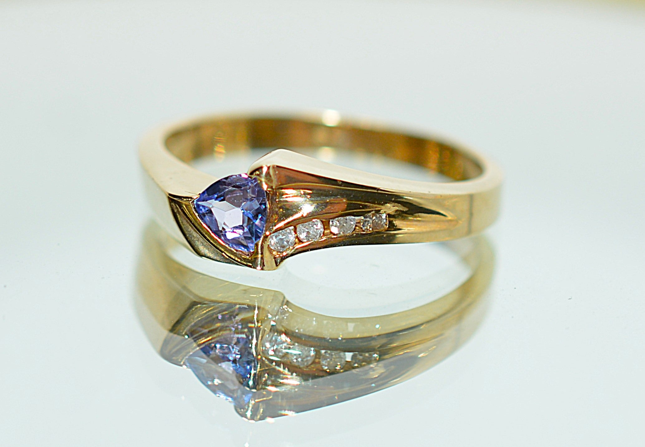 Natural Tanzanite & Diamond Ring 10K Solid Gold .33tcw Gemstone Ring Birthstone Ring Statement Ring Cocktail Ring Tanzanite Ring Estate