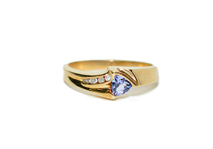Natural Tanzanite & Diamond Ring 10K Solid Gold .33tcw Gemstone Ring Birthstone Ring Statement Ring Cocktail Ring Tanzanite Ring Estate