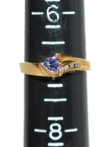 Natural Tanzanite & Diamond Ring 10K Solid Gold .33tcw Gemstone Ring Birthstone Ring Statement Ring Cocktail Ring Tanzanite Ring Estate