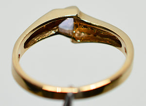 Natural Tanzanite & Diamond Ring 10K Solid Gold .33tcw Gemstone Ring Birthstone Ring Statement Ring Cocktail Ring Tanzanite Ring Estate