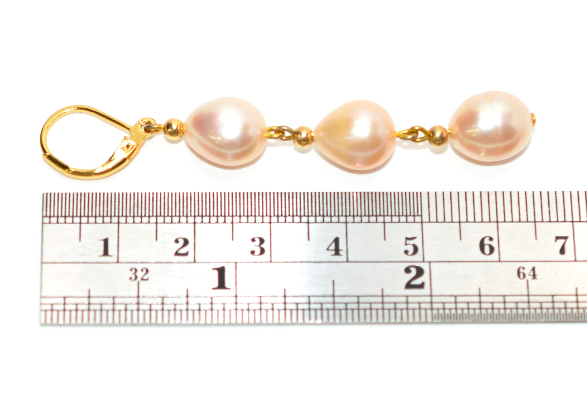 Natural Pink Pearl Earrings 14K Solid Gold Earrings Dangle Drop Earrings Statement Earrings Cocktail Earrings Vintage Estate Jewelry October
