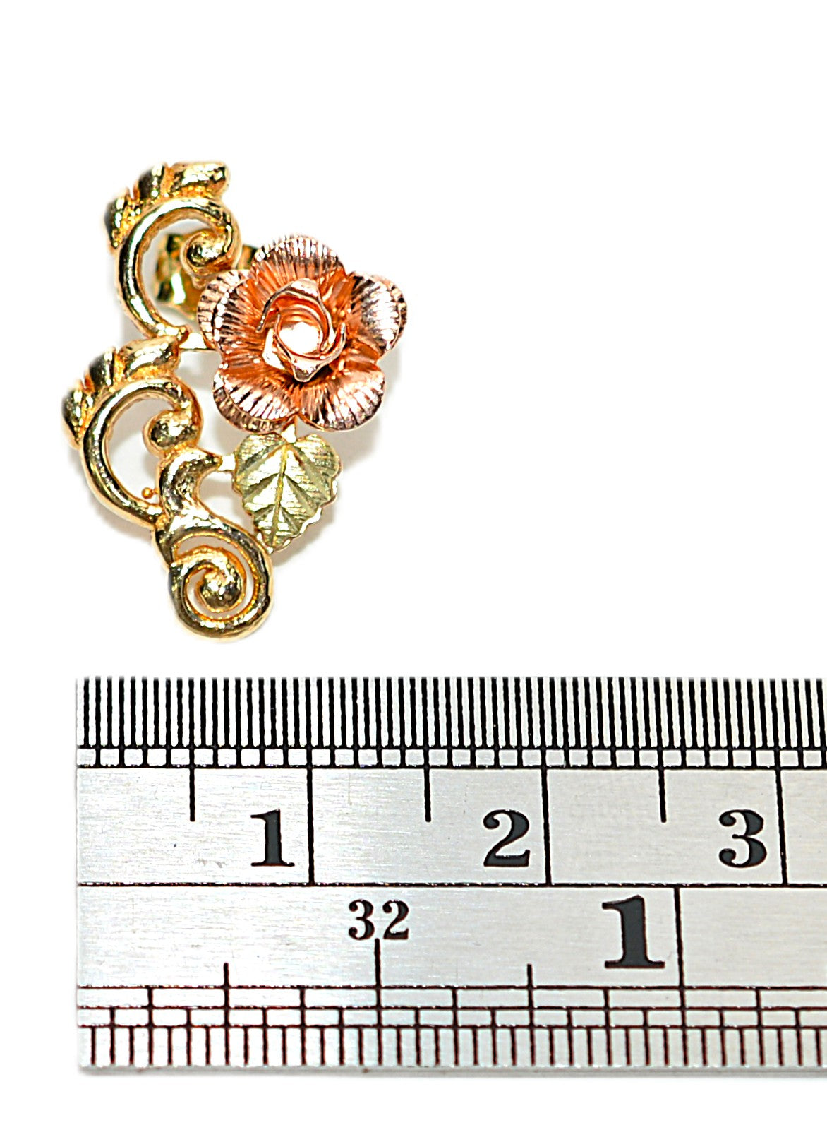 Black Hills Gold Earrings 10K Gold Rose Earrings Tri-Color Earrings South Dakota Earrings American Earrings Vintage Earrings Statement