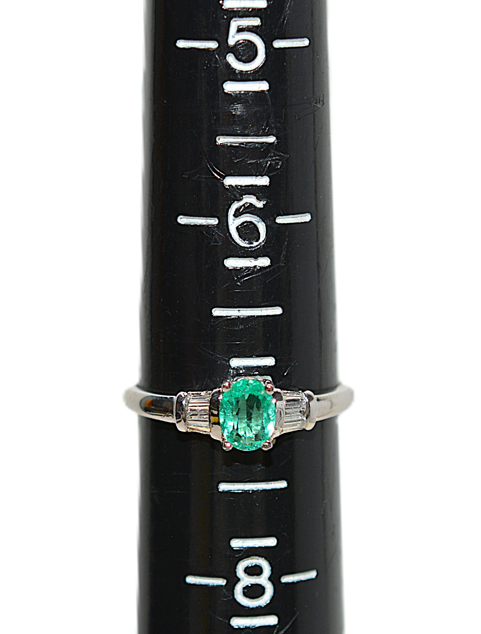 Natural Colombian Emerald & Diamond Ring Platinum Ring .56tcw Gemstone Engagement Ring Estate Jewelry Vintage Jewelry Birthstone Ring