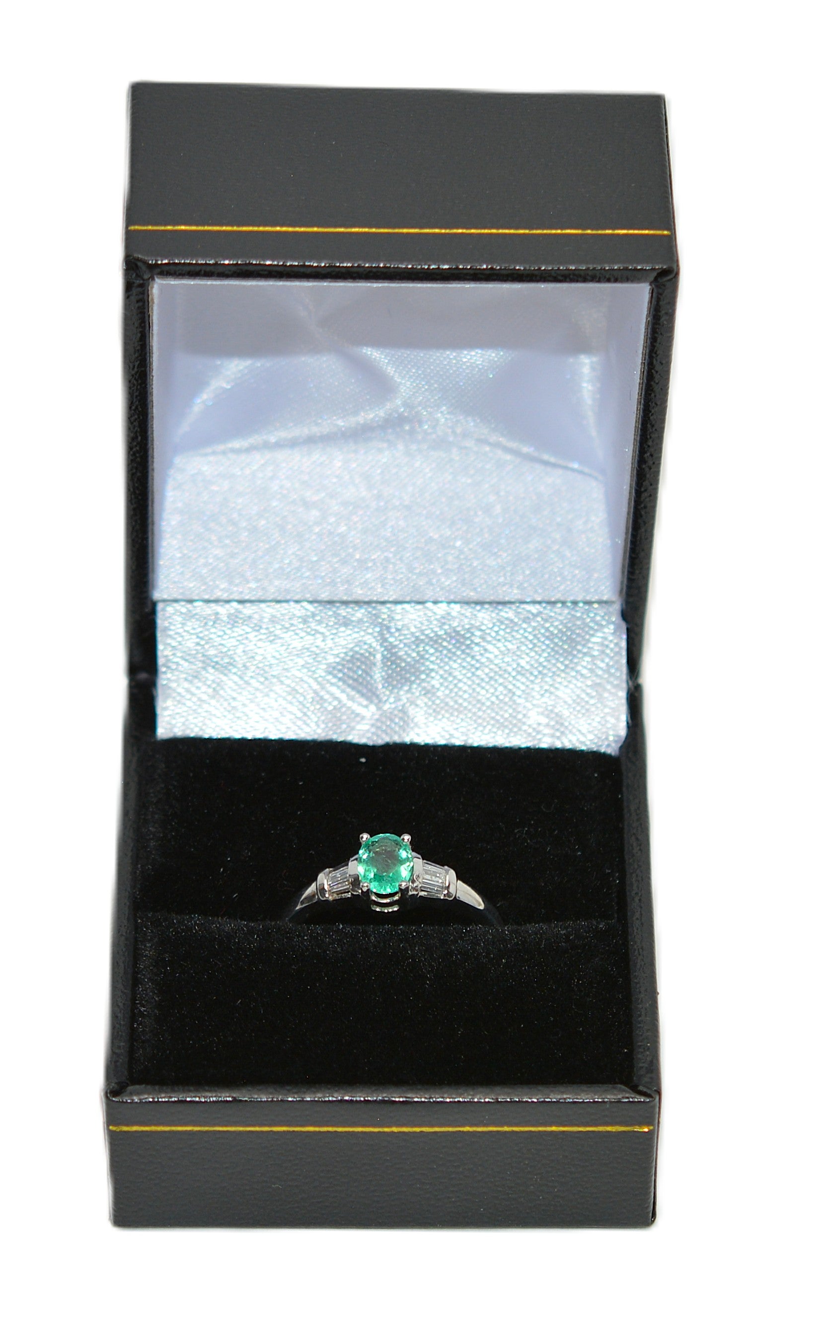 Natural Colombian Emerald & Diamond Ring Platinum Ring .56tcw Gemstone Engagement Ring Estate Jewelry Vintage Jewelry Birthstone Ring