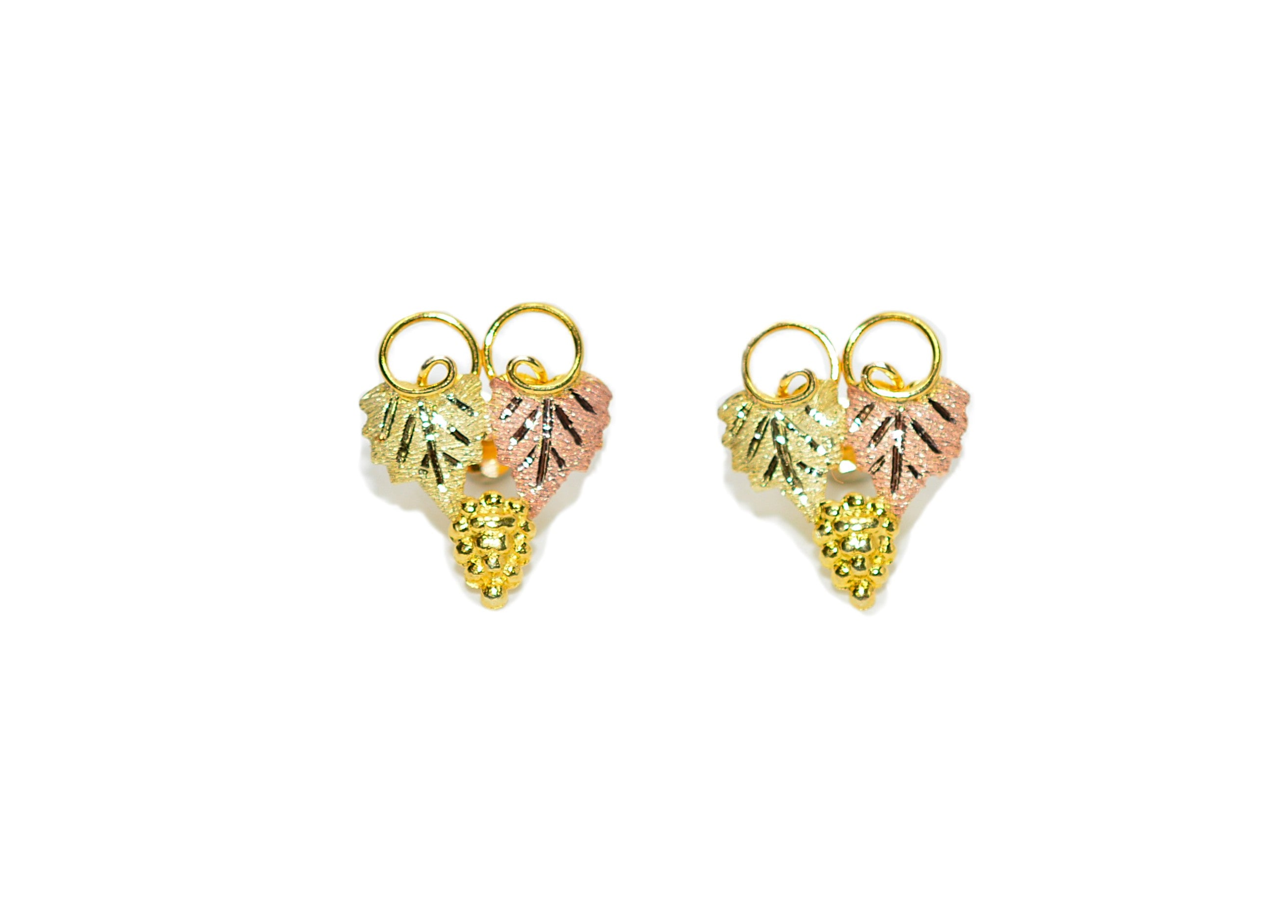 Black Hills Gold Earrings 10K Gold Earrings Vintage Earrings Tri-Color Earrings South Dakota Earrings American Earrings Stud Estate Earrings