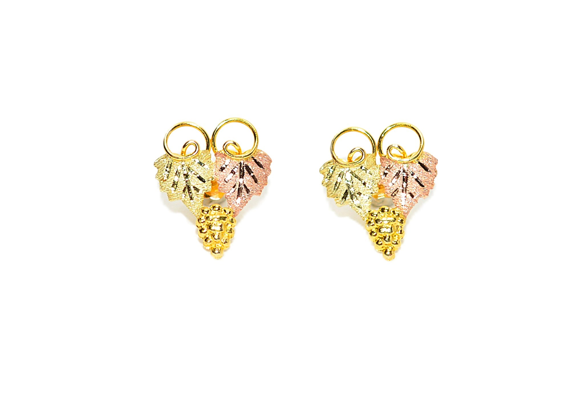 Black Hills Gold Earrings 10K Gold Earrings Vintage Earrings Tri-Color Earrings South Dakota Earrings American Earrings Stud Estate Earrings