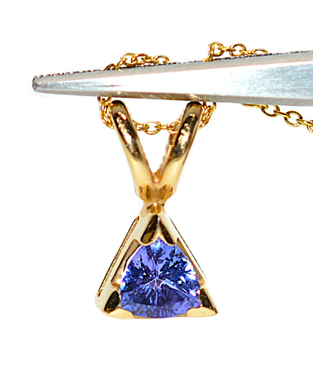 LeVian Natural Tanzanite Necklace 14K Solid Gold .72ct Pendant Necklace Solitaire Necklace Statement Necklace Designer Birthstone Necklace