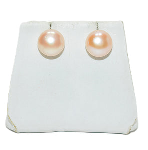 Natural Pink Pearl Earrings 14K Solid Gold Earrings Solitaire Stud Earrings Statement Vintage Estate Jewelry October Birthstone Earrings