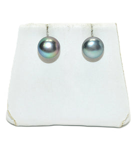 Natural Tahitian Pearl Earrings 14K Gold Earrings Solitaire Earrings Stud Earrings Vintage Estate October Birthstone Gray Pearl Jewelry
