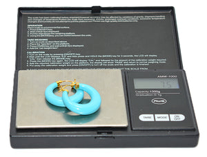 Natural Turquoise Earrings 14K Solid Gold Hoop Earrings Solitaire Earrings Gemstone Earring Turquoise Hoops Blue Birthstone Earrings Fine