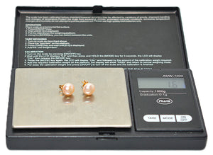 Natural Pink Pearl Earrings 14K Solid Gold Earrings Solitaire Stud Earrings Statement Vintage Estate Jewelry October Birthstone Earrings