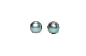 Natural Tahitian Pearl Earrings 14K Gold Earrings Solitaire Earrings Stud Earrings Vintage Estate October Birthstone Gray Pearl Jewelry