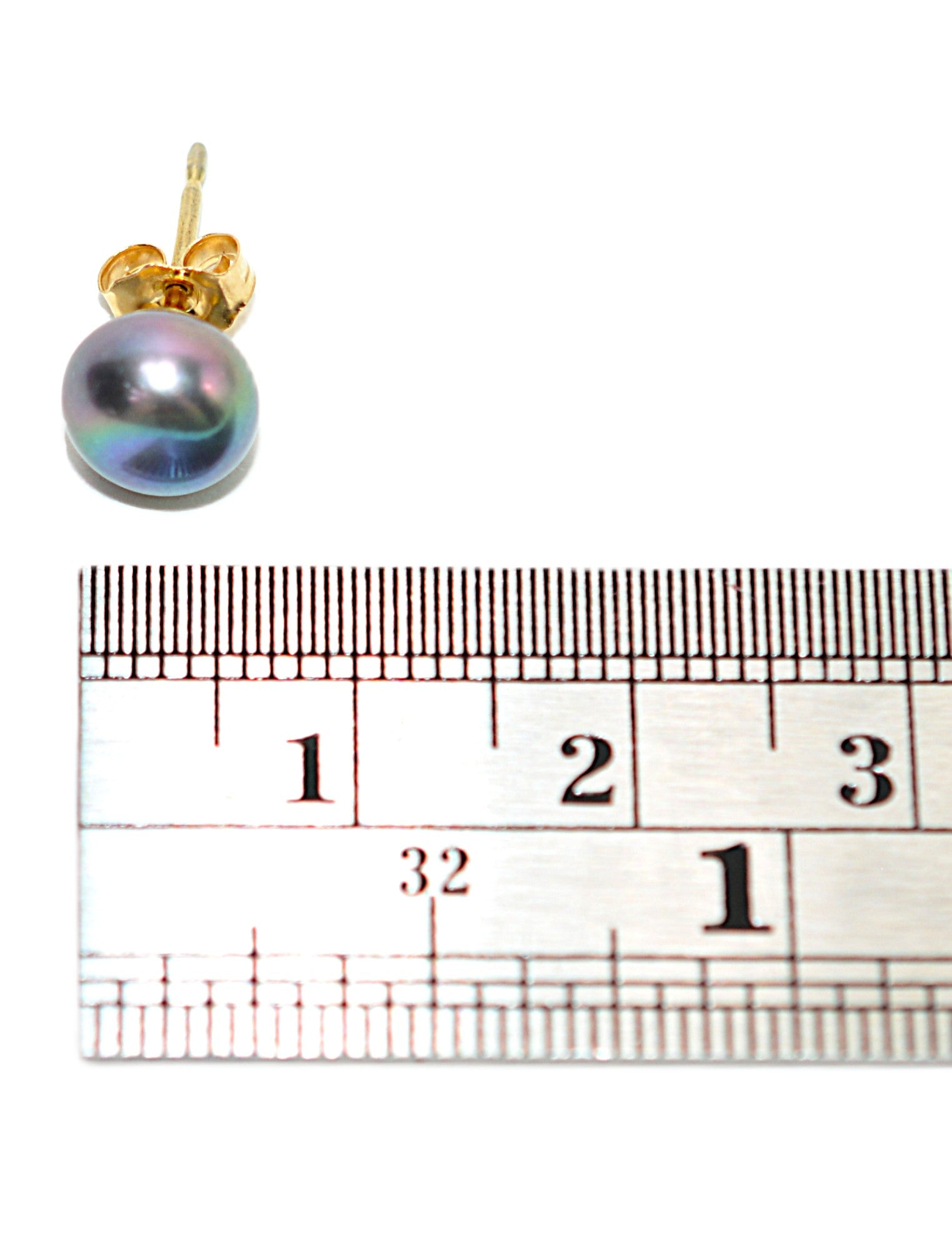 Natural Tahitian Pearl Earrings 14K Gold Earrings Solitaire Earrings Stud Earrings Vintage Estate October Birthstone Gray Pearl Jewelry