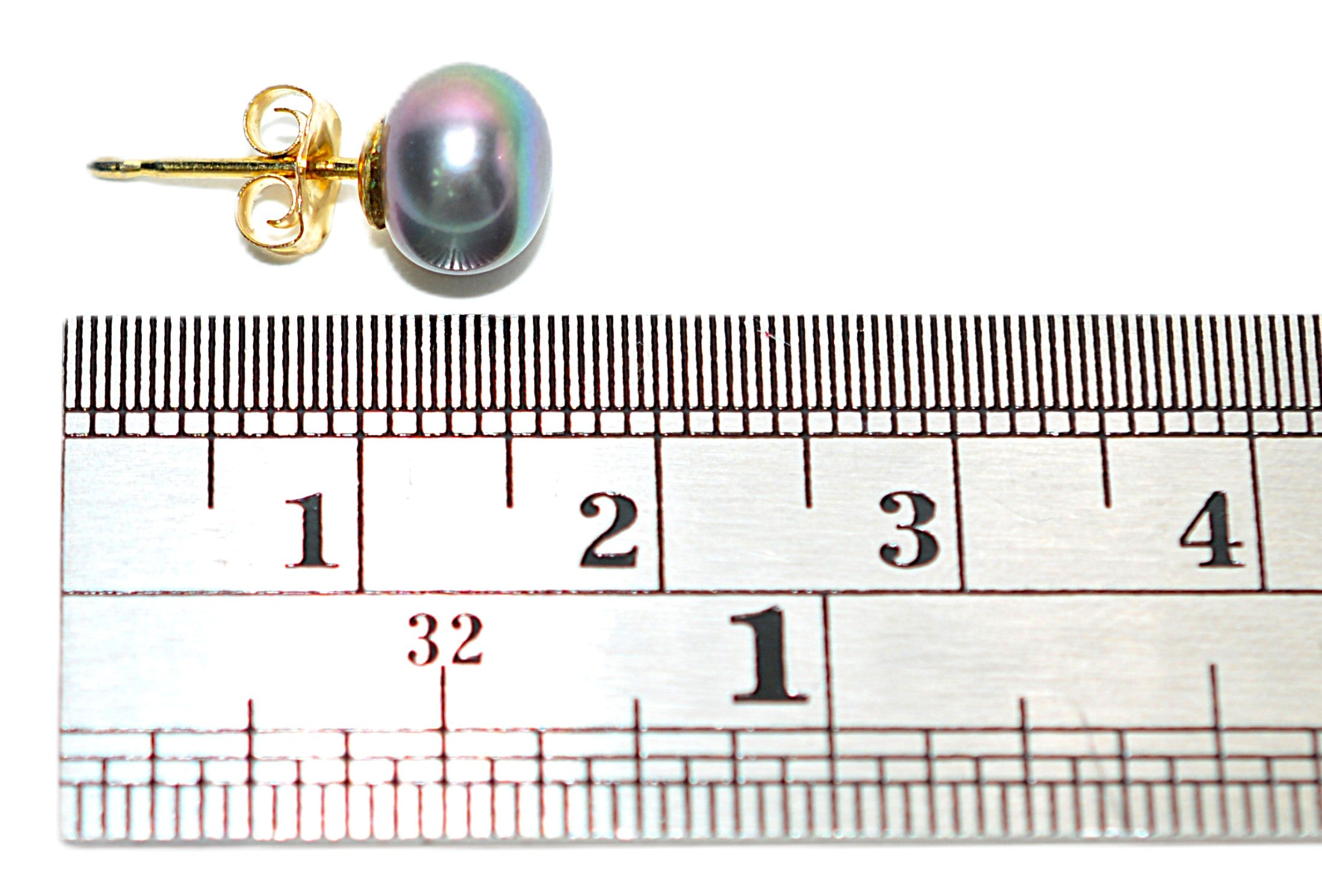 Natural Tahitian Pearl Earrings 14K Gold Earrings Solitaire Earrings Stud Earrings Vintage Estate October Birthstone Gray Pearl Jewelry