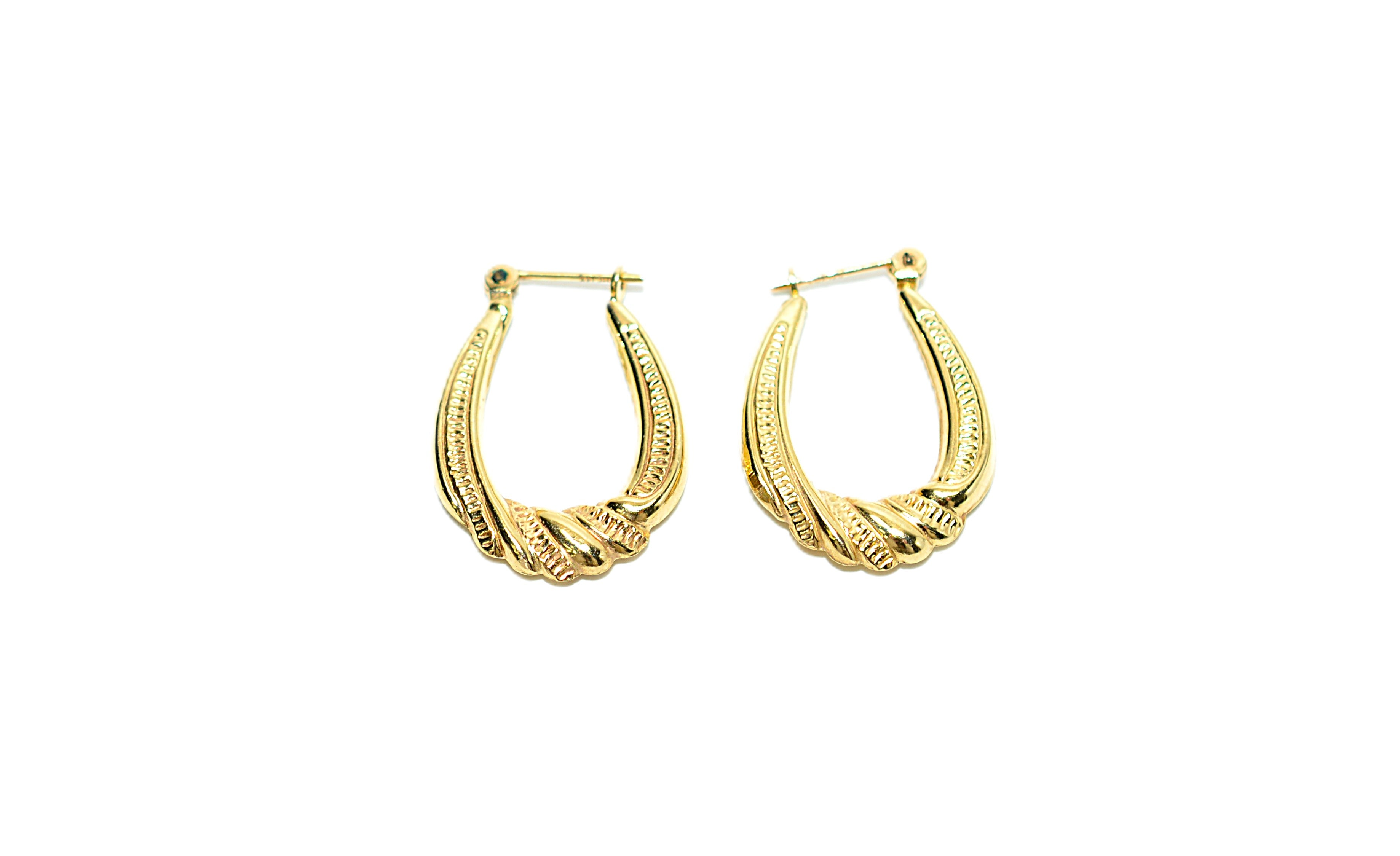 14K Solid Gold Hoop Earrings Gold Hoops Gold Earrings Statement Earrings Vintage Earrings Estate Earrings Vintage Jewellery