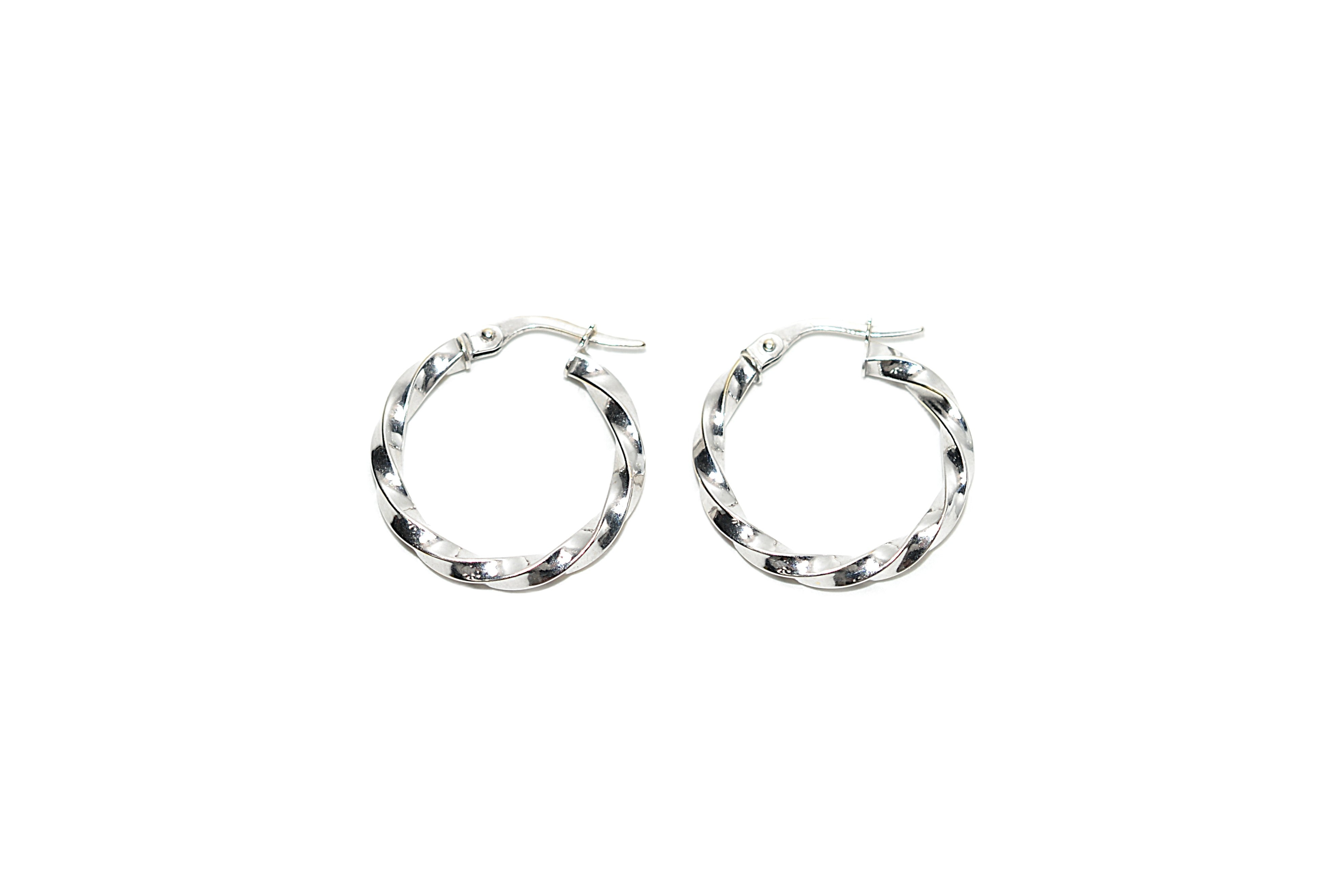 14K White Gold 21.00mm Hoop Earrings White Gold Hoops White Gold Earrings Twist Hoop Earrings Vintage Jewelry Estate Jewelry Jewellery