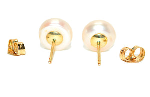 Natural Pink Pearl Earrings 14K Solid Gold Earrings Solitaire Stud Earrings Statement Vintage Estate Jewelry October Birthstone Earrings