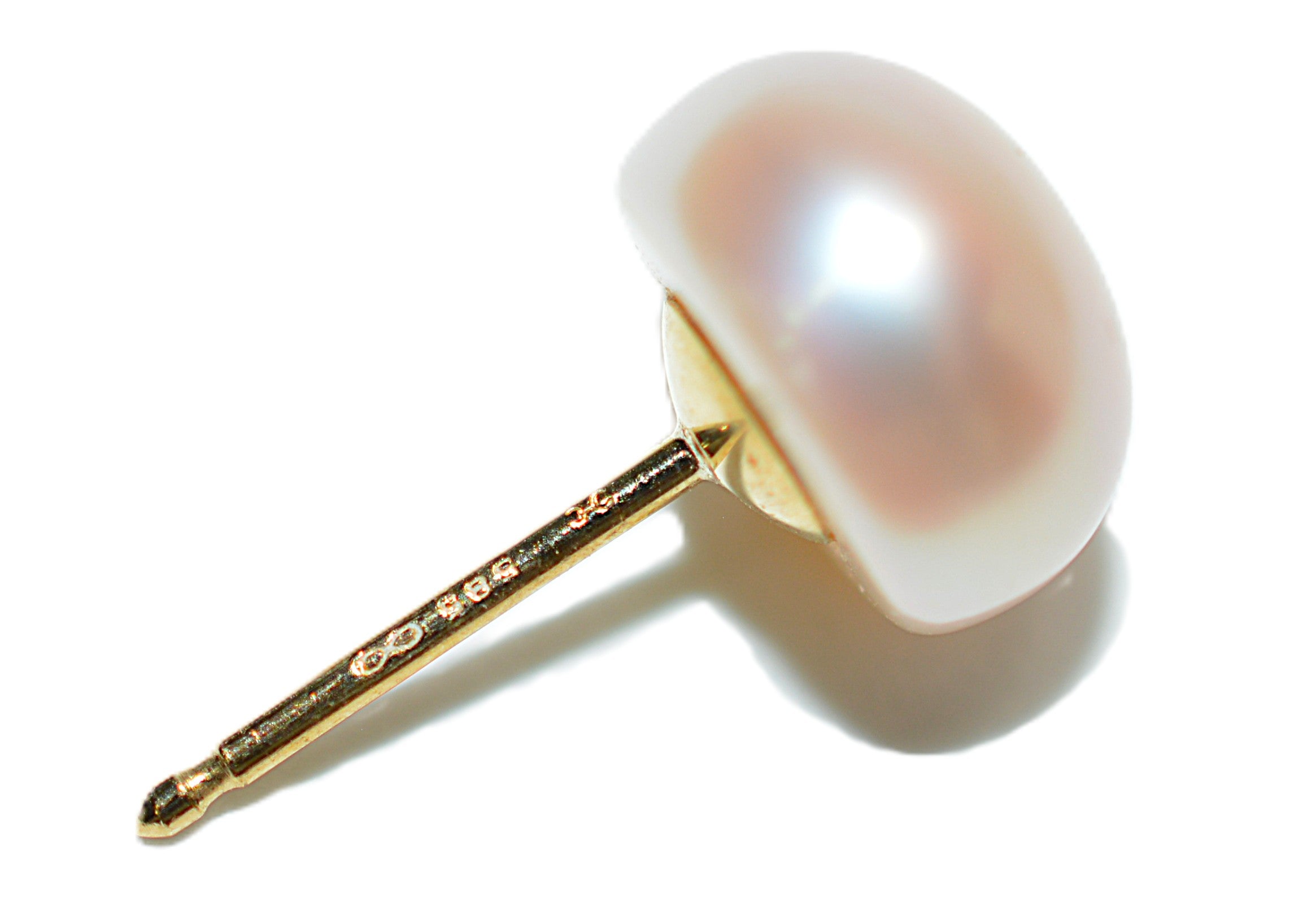 Natural Pink Pearl Earrings 14K Solid Gold Earrings Solitaire Stud Earrings Statement Vintage Estate Jewelry October Birthstone Earrings