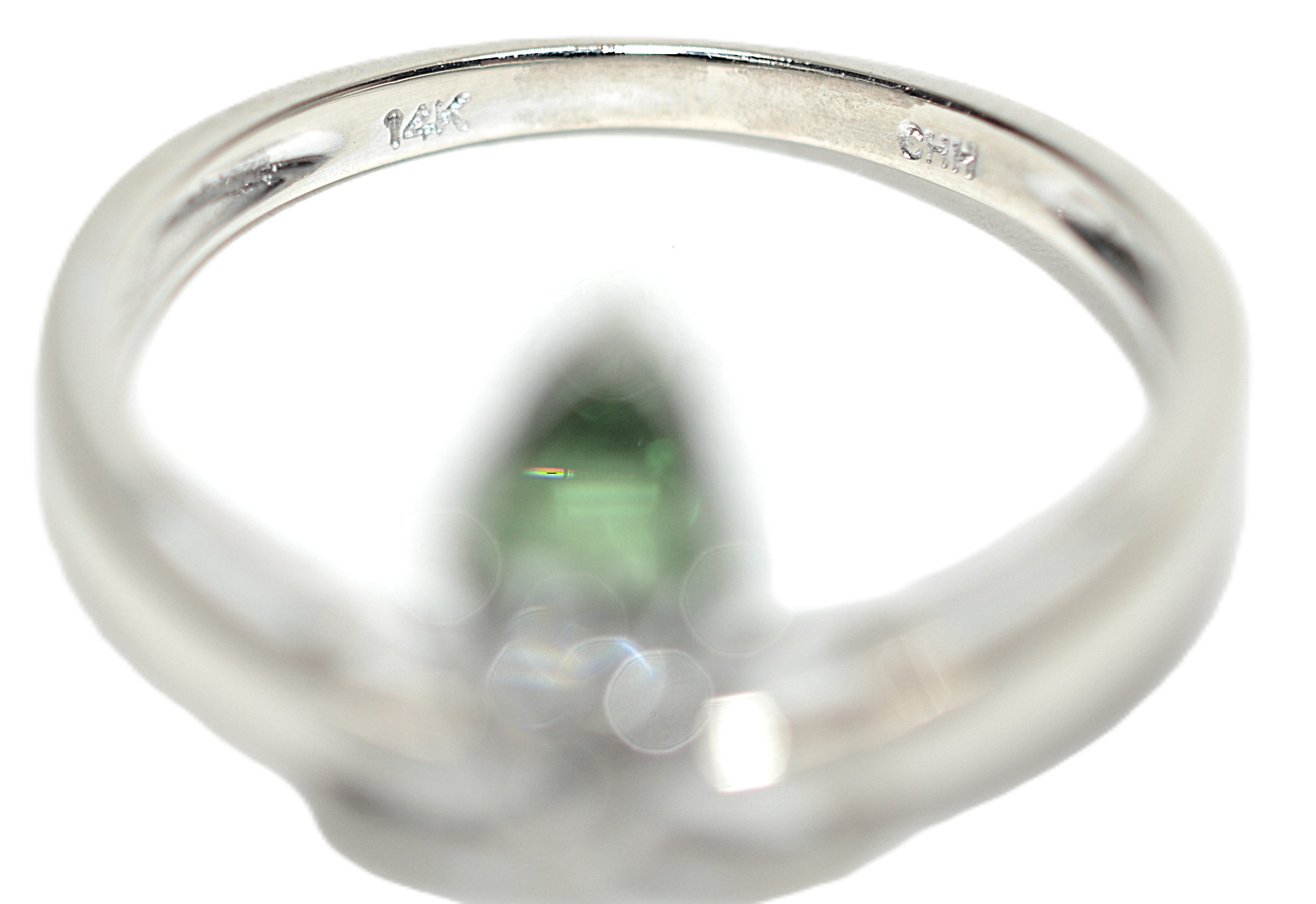 Natural Tsavorite Garnet & Diamond Ring 14K White Gold .27tcw Trillion Ring Green Ring Gemstone Ring Garnet Ring Tsavorite Ring Estate Ring