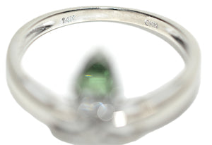 Natural Tsavorite Garnet & Diamond Ring 14K White Gold .27tcw Trillion Ring Green Ring Gemstone Ring Garnet Ring Tsavorite Ring Estate Ring