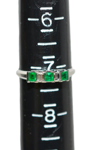 Natural Colombian Emerald & Diamond Ring Platinum .66tcw May Birthstone Ring Gemstone Band Wedding Band Bridal Jewelry Vintage Estate Piece
