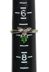 Natural Tsavorite Garnet & Diamond Ring 14K White Gold .27tcw Trillion Ring Green Ring Gemstone Ring Garnet Ring Tsavorite Ring Estate Ring