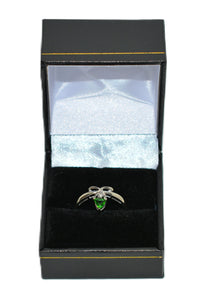 Natural Tsavorite Garnet & Diamond Ring 14K White Gold .27tcw Trillion Ring Green Ring Gemstone Ring Garnet Ring Tsavorite Ring Estate Ring