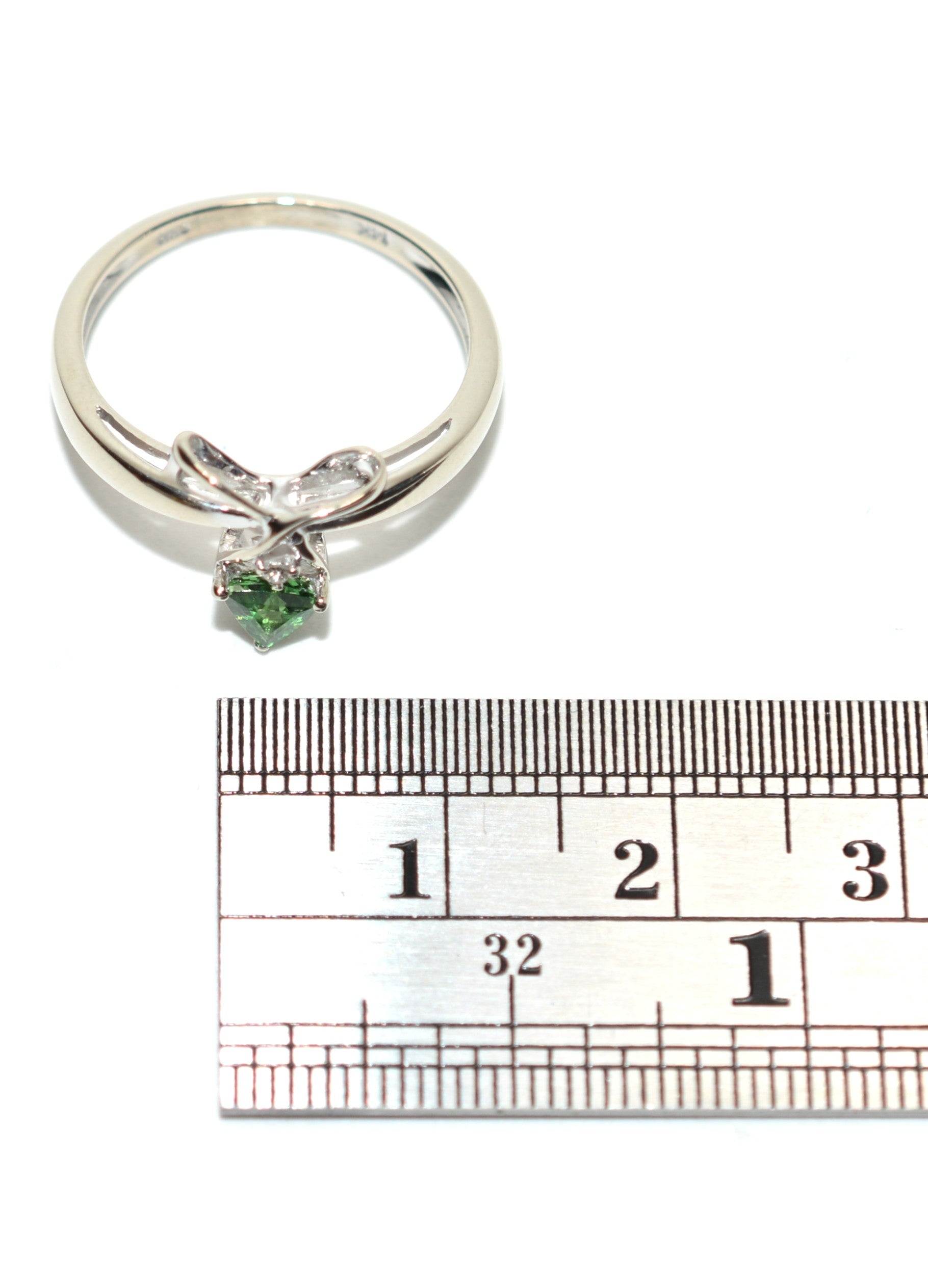 Natural Tsavorite Garnet & Diamond Ring 14K White Gold .27tcw Trillion Ring Green Ring Gemstone Ring Garnet Ring Tsavorite Ring Estate Ring