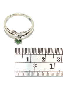 Natural Tsavorite Garnet & Diamond Ring 14K White Gold .27tcw Trillion Ring Green Ring Gemstone Ring Garnet Ring Tsavorite Ring Estate Ring