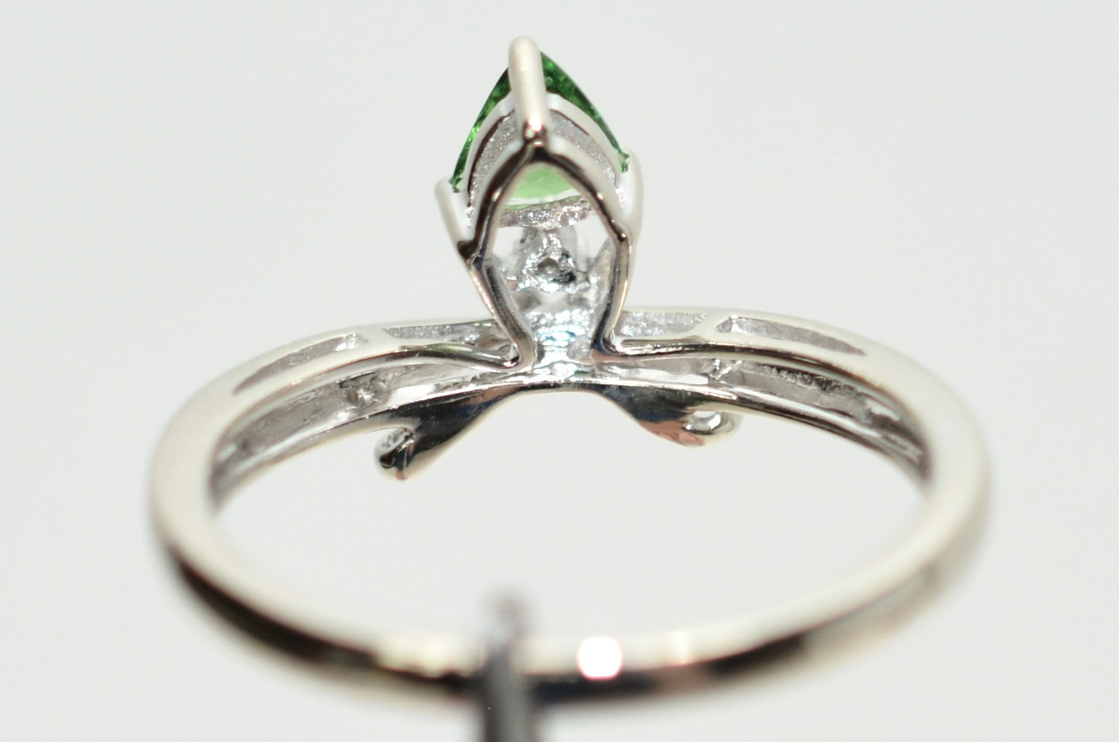 Natural Tsavorite Garnet & Diamond Ring 14K White Gold .27tcw Trillion Ring Green Ring Gemstone Ring Garnet Ring Tsavorite Ring Estate Ring