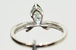 Natural Tsavorite Garnet & Diamond Ring 14K White Gold .27tcw Trillion Ring Green Ring Gemstone Ring Garnet Ring Tsavorite Ring Estate Ring