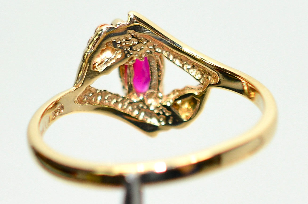 Natural Ruby Ring 10K Solid Gold .43ct Black Hills Gold Ring July Birthstone Tri Tone Gold Tri Colored Gold Solitaire Ring Boho Ring USA