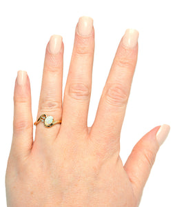 Natural Ethiopian Opal & Diamond Ring 14K Solid Gold Precious Ring Statement Ring Vintage Ring Cocktail Ring October Birthstone Ring Fine Jewelry Estate Jewellery