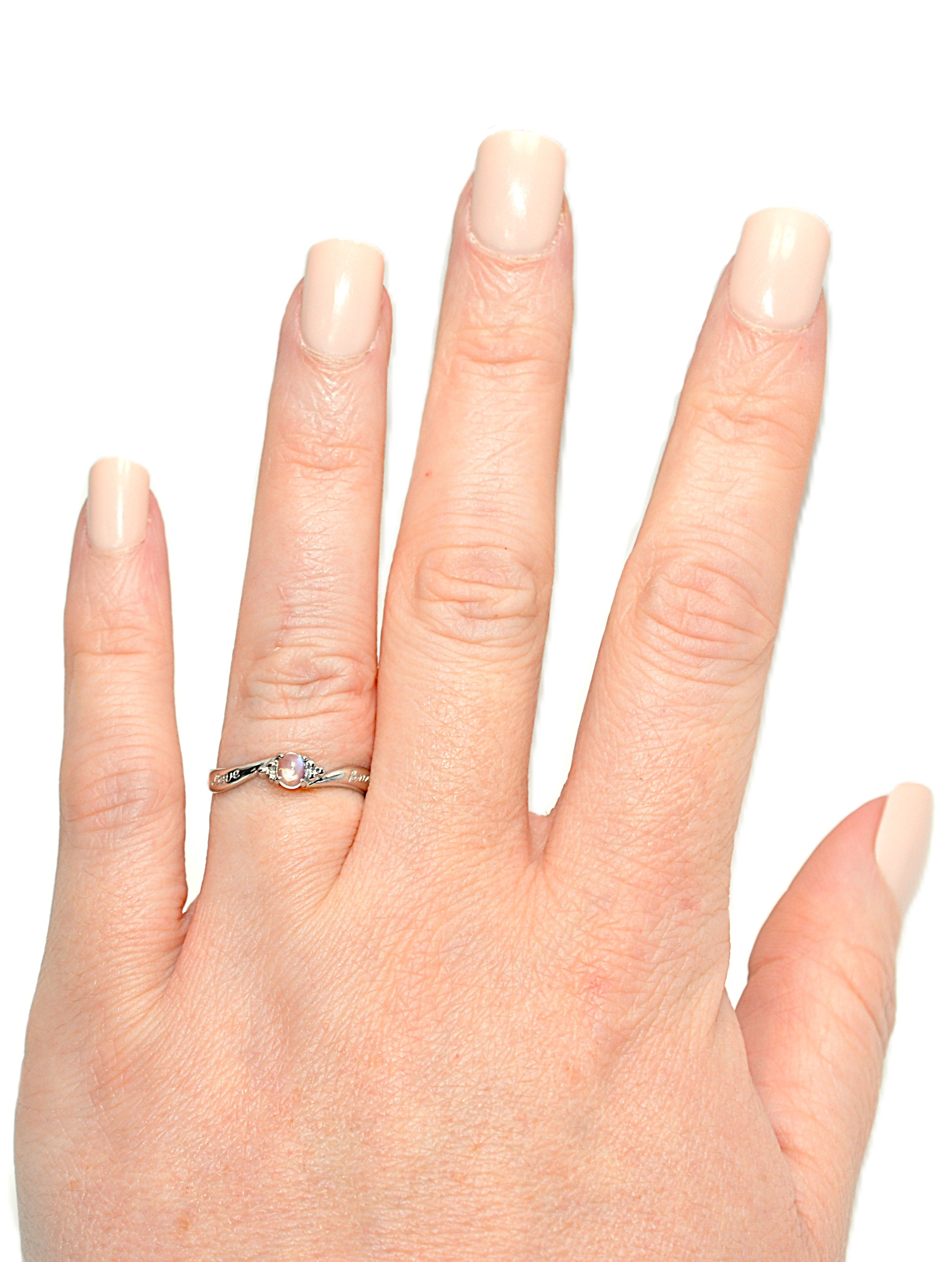 Natural Moonstone Ring Solid Platinum Solitaire Ring Promise Ring Bridal Jewelry Love Ring Engagement Ring Statement Ring Gemstone Ring