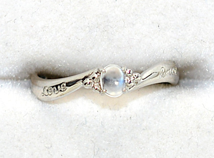 Natural Moonstone Ring Solid Platinum Solitaire Ring Promise Ring Bridal Jewelry Love Ring Engagement Ring Statement Ring Gemstone Ring