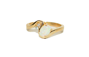 Natural Ethiopian Opal & Diamond Ring 14K Solid Gold Precious Ring Statement Ring Vintage Ring Cocktail Ring October Birthstone Ring Fine Jewelry Estate Jewellery