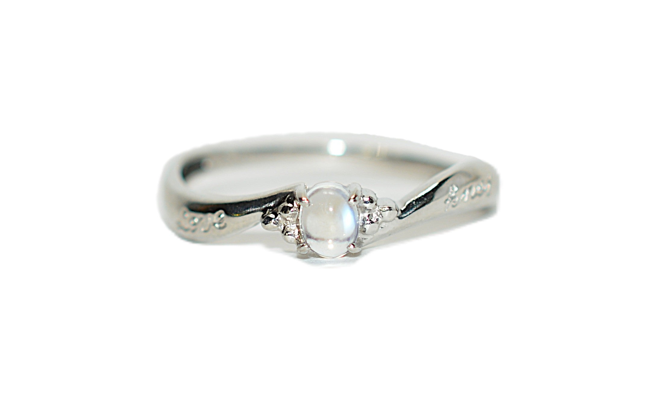 Natural Moonstone Ring Solid Platinum Solitaire Ring Promise Ring Bridal Jewelry Love Ring Engagement Ring Statement Ring Gemstone Ring