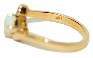 Natural Ethiopian Opal & Diamond Ring 14K Solid Gold Precious Ring Statement Ring Vintage Ring Cocktail Ring October Birthstone Ring Fine Jewelry Estate Jewellery