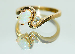 Natural Ethiopian Opal & Diamond Ring 14K Solid Gold Precious Ring Statement Ring Vintage Ring Cocktail Ring October Birthstone Ring Fine Jewelry Estate Jewellery