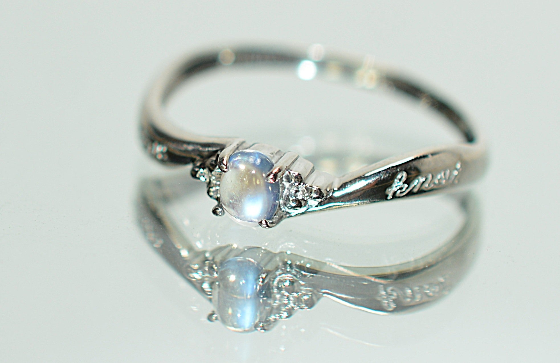 Natural Moonstone Ring Solid Platinum Solitaire Ring Promise Ring Bridal Jewelry Love Ring Engagement Ring Statement Ring Gemstone Ring