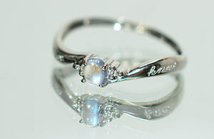 Natural Moonstone Ring Solid Platinum Solitaire Ring Promise Ring Bridal Jewelry Love Ring Engagement Ring Statement Ring Gemstone Ring