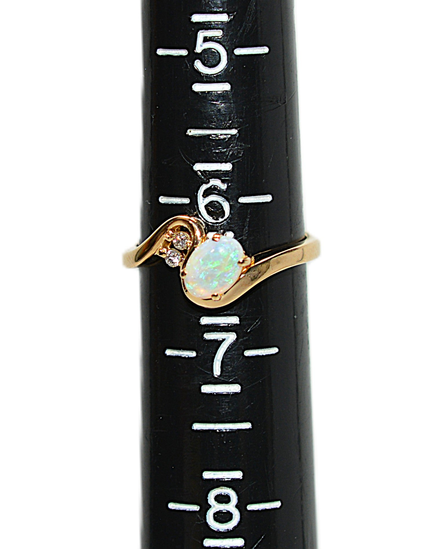 Natural Ethiopian Opal & Diamond Ring 14K Solid Gold Precious Ring Statement Ring Vintage Ring Cocktail Ring October Birthstone Ring Fine Jewelry Estate Jewellery