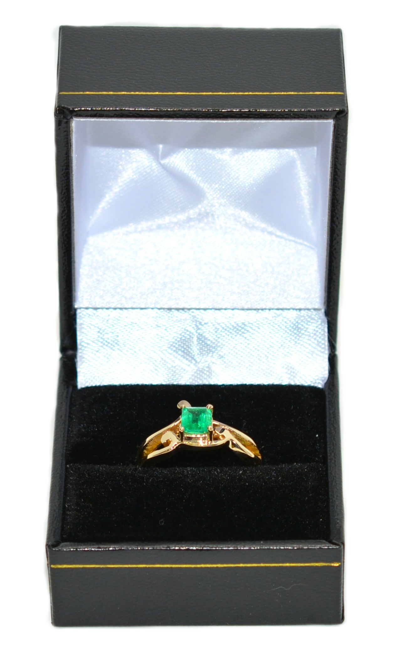 Natural Colombian Emerald Ring 14K Yellow Gold .61ct September Birthstone Ring Green Gemstone Ring Solitaire Ring Vintage Statement Ring