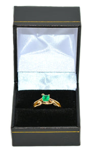 Natural Colombian Emerald Ring 14K Yellow Gold .61ct September Birthstone Ring Green Gemstone Ring Solitaire Ring Vintage Statement Ring