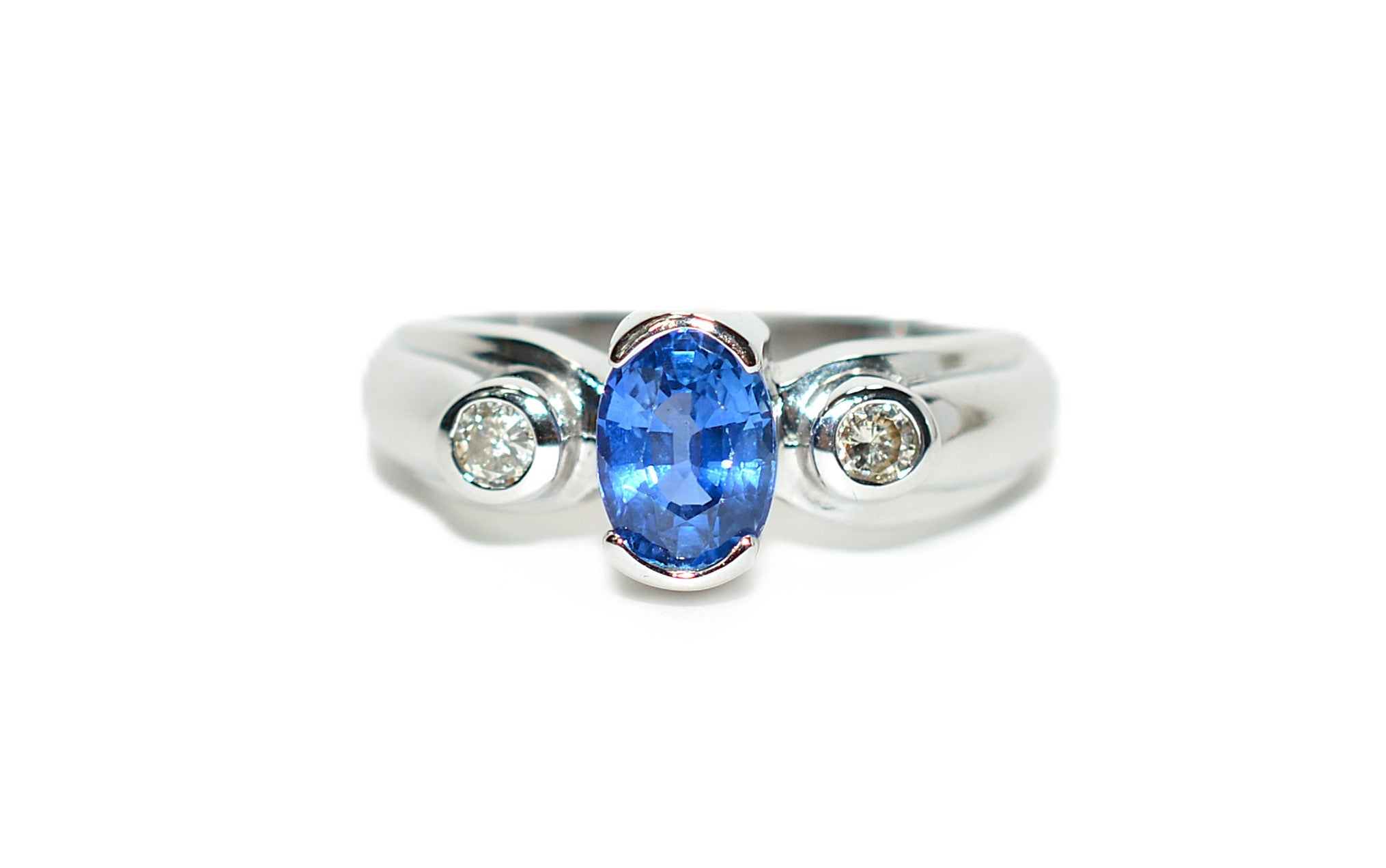 LeVian Natural Ceylon Sapphire & Diamond Ring 14K White Gold 1.44tcw Blue Ring Engagement Ring Bridal Jewelry Statement Ring September Birthstone