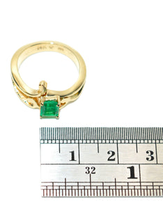 Natural Colombian Emerald Ring 14K Yellow Gold .61ct September Birthstone Ring Green Gemstone Ring Solitaire Ring Vintage Statement Ring