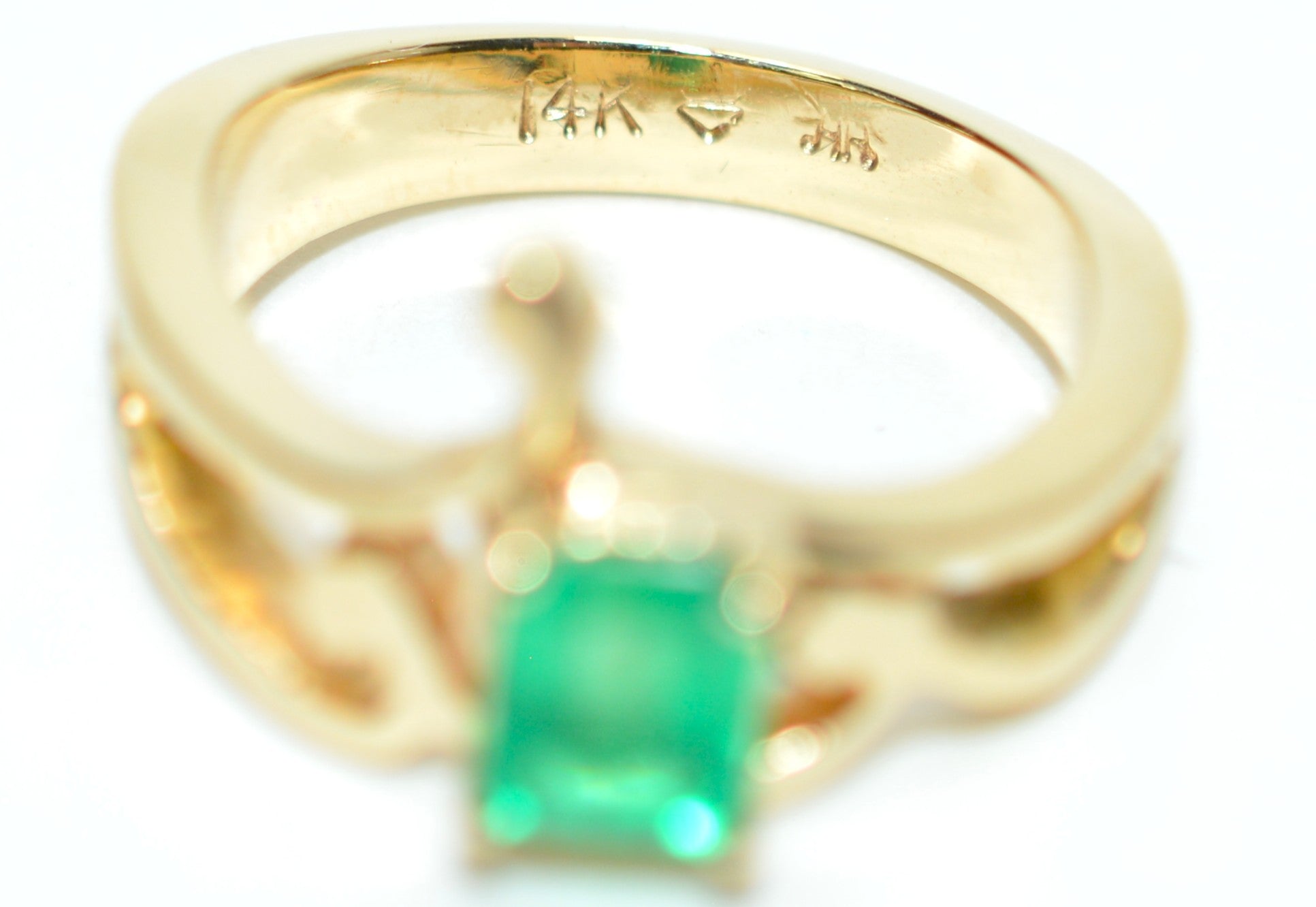 Natural Colombian Emerald Ring 14K Yellow Gold .61ct September Birthstone Ring Green Gemstone Ring Solitaire Ring Vintage Statement Ring