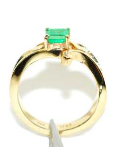 Natural Colombian Emerald Ring 14K Yellow Gold .61ct September Birthstone Ring Green Gemstone Ring Solitaire Ring Vintage Statement Ring