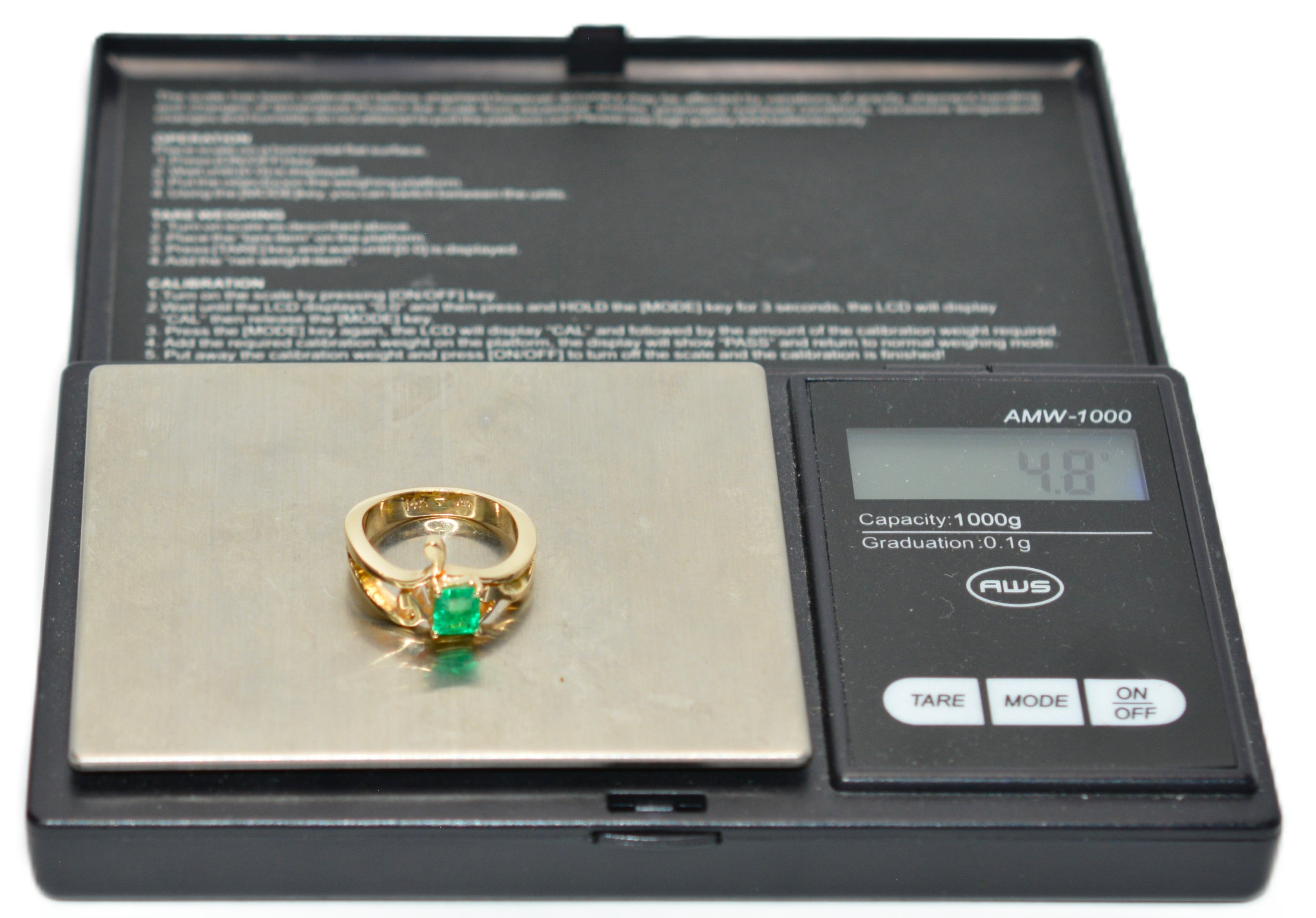 Natural Colombian Emerald Ring 14K Yellow Gold .61ct September Birthstone Ring Green Gemstone Ring Solitaire Ring Vintage Statement Ring